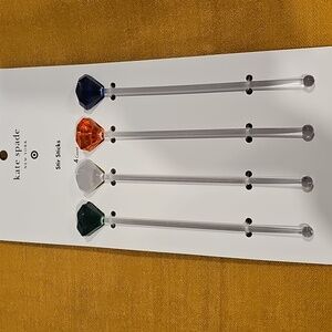 Kate Spad X Target 4pc Acrylic Gem Stir Sticks Green/Cream/Pink/Blue NWT
